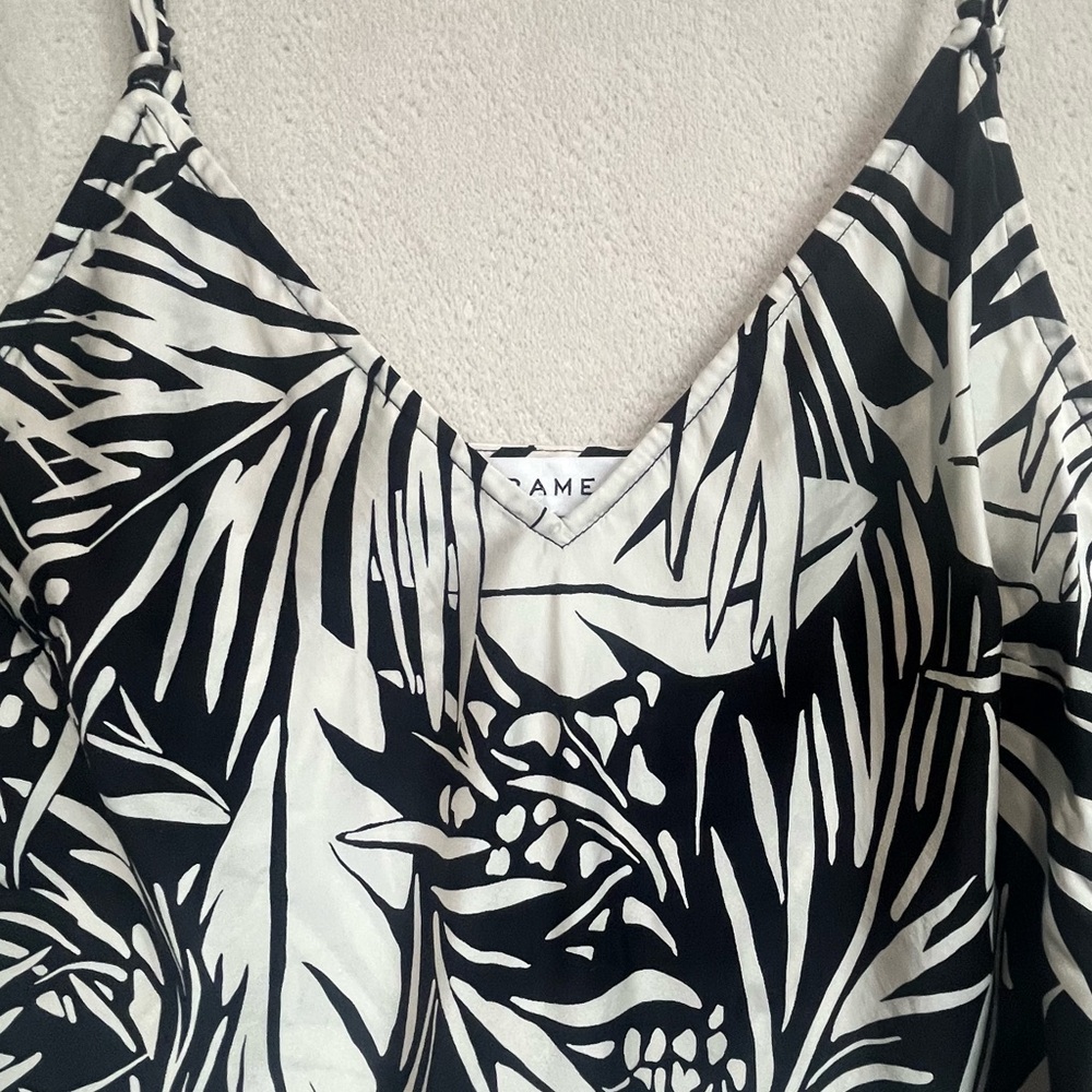 Frame Women's 100% Washable Silk Black Hawaiian Tropical Camisole Cami Top Sz M - Picture 3 of 16